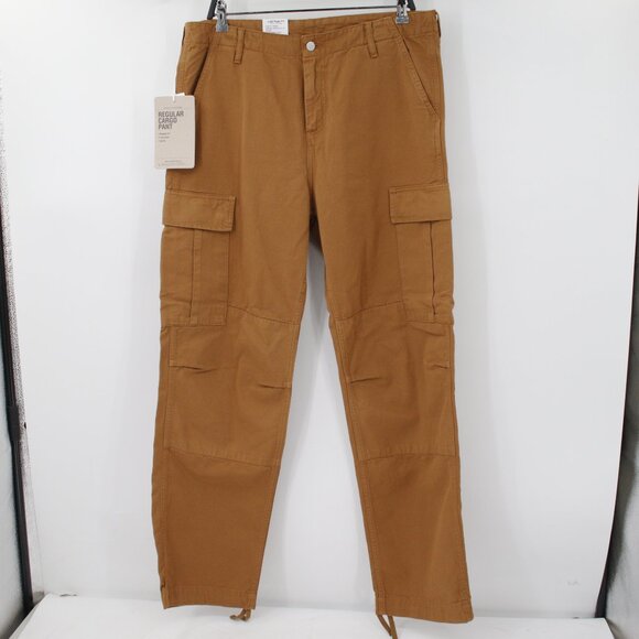 NWT Carhartt cargo pants mens 33 35x32 Garment Dyed Twill Jasper brown cotton